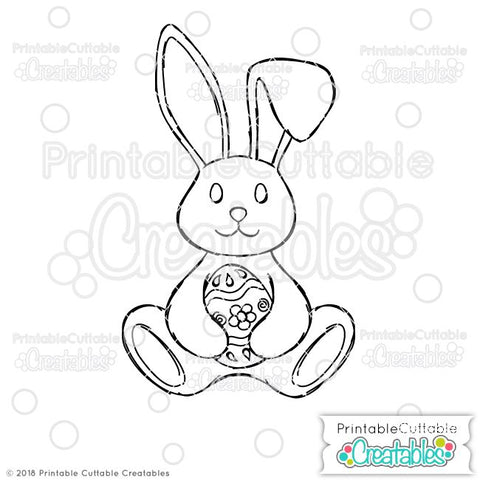 Easter Bunny Holding Egg SVG Printable Cuttable Creatables 
