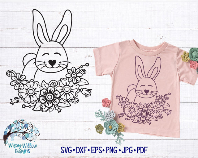 Easter Bunny in Flowers SVG SVG Wispy Willow Designs 
