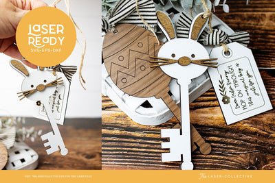 Easter Bunny Key Laser File for Laser Cutting with Glowforge and Other Laser Cutters SVG The Laser Collective 