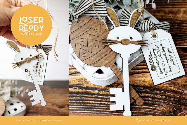 Easter Bunny Key Laser File for Laser Cutting with Glowforge and Other Laser Cutters SVG The Laser Collective 