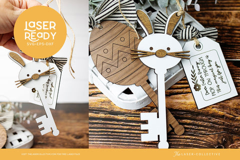 Easter Bunny Key Laser File for Laser Cutting with Glowforge and Other Laser Cutters SVG The Laser Collective 