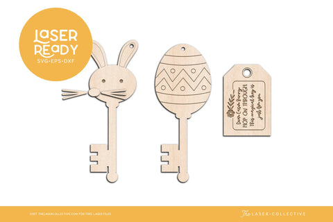 Easter Bunny Key Laser File for Laser Cutting with Glowforge and Other Laser Cutters SVG The Laser Collective 