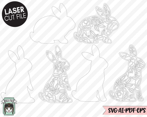Easter Bunny LASER Cut file SVG, Floral Bunnies File, Easter Laser cut file, Flower Bunny Laser Cut file svg, Easter Sign Laser svg, Spring SVG Wild Pilot 