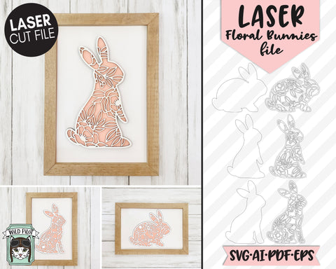 Easter Bunny LASER Cut file SVG, Floral Bunnies File, Easter Laser cut file, Flower Bunny Laser Cut file svg, Easter Sign Laser svg, Spring SVG Wild Pilot 