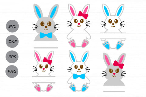 Easter Bunny Monogram| Easter Split Monogram SVG Cutting Files. SVG CosmosFineArt 
