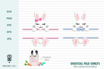 Easter bunny monogram frame SVG Design Owl 