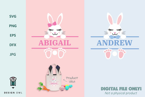 Easter bunny monogram frame SVG Design Owl 