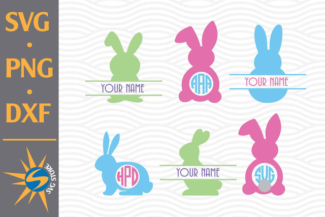 Easter Bunny Monogram SVG, PNG, DXF Digital Files Include SVG SVGStoreShop 