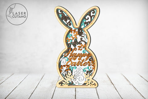 Easter Bunny Multilayer Laser Cut Files, Mandala, SVG, 3D Designs SVG LaserCutano 