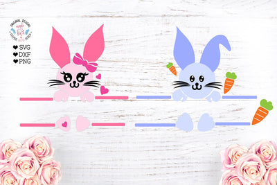 Easter Bunny Name Frame (2 designs for Girl and Boys) SVG Graphic House Design 
