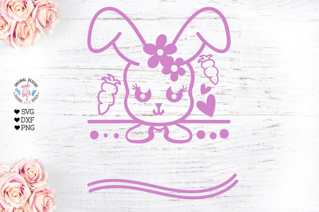 Easter Bunny Name Frame for Girls SVG Graphic House Design 