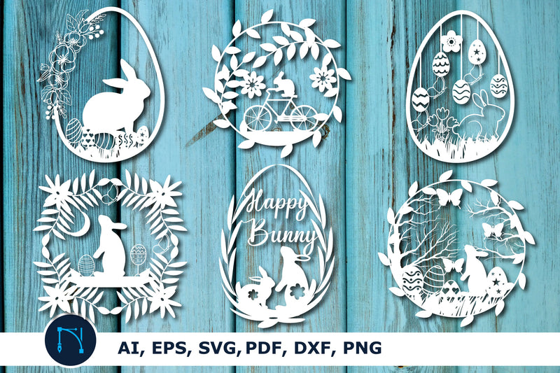 Easter bunny paper cut SVG BUNDLE - So Fontsy