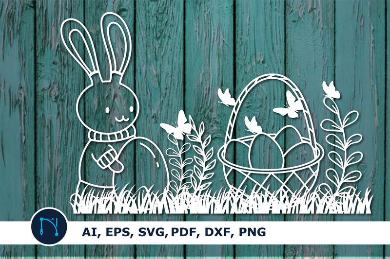 Easter bunny paper cut SVG illustration - So Fontsy