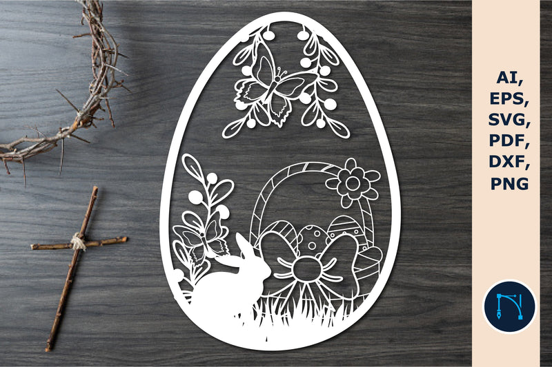 Easter bunny paper cut SVG - So Fontsy
