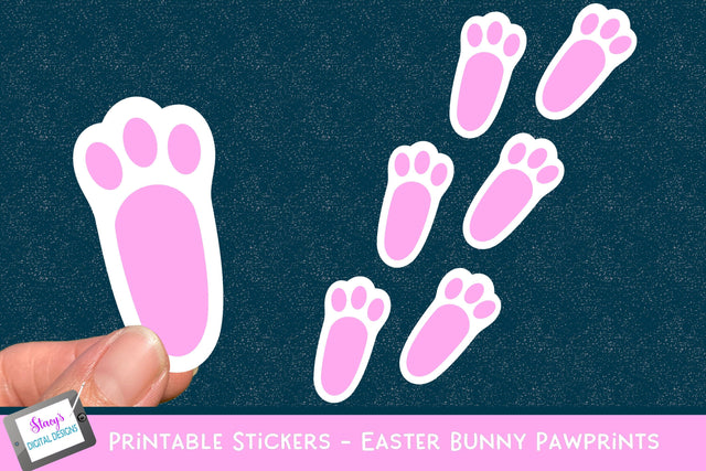 Easter Bunny Pawprints - Printable Stickers SVG Stacy's Digital Designs 
