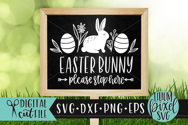 Easter Bunny Please Stop Here | Easter SVG Cut File SVG Lilium Pixel SVG 