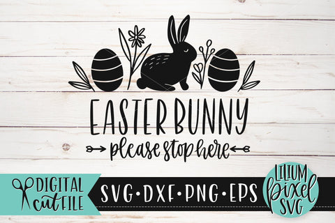 Easter Bunny Please Stop Here | Easter SVG Cut File SVG Lilium Pixel SVG 