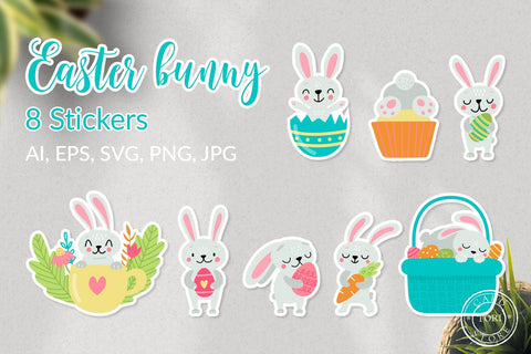 Easter bunny - Printable Stickers SVG Tori card store 