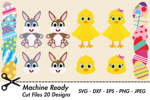 Easter Bunny Rabbit And Chick Bundle | Easter SVG SVG Captain Creative 