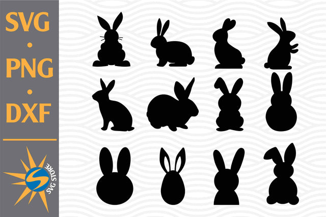 Easter Bunny Silhouette SVG, PNG, DXF Digital Files Include SVG SVGStoreShop 