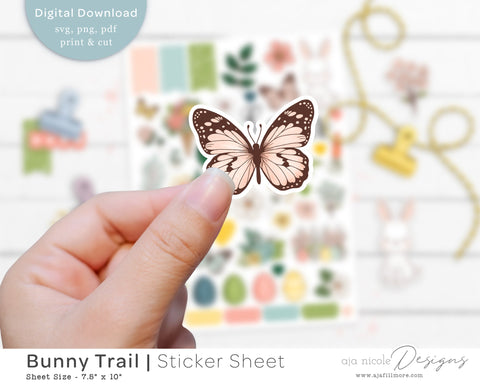 Easter Bunny Sticker Sheet SVG Aja Nicole Designs 