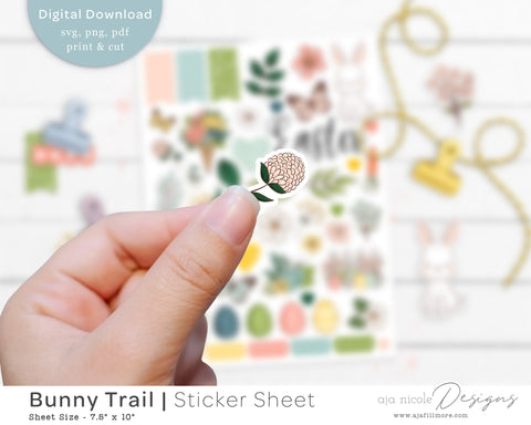 Easter Bunny Sticker Sheet SVG Aja Nicole Designs 