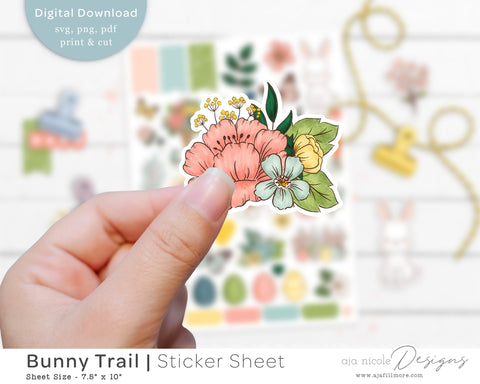 Easter Bunny Sticker Sheet SVG Aja Nicole Designs 