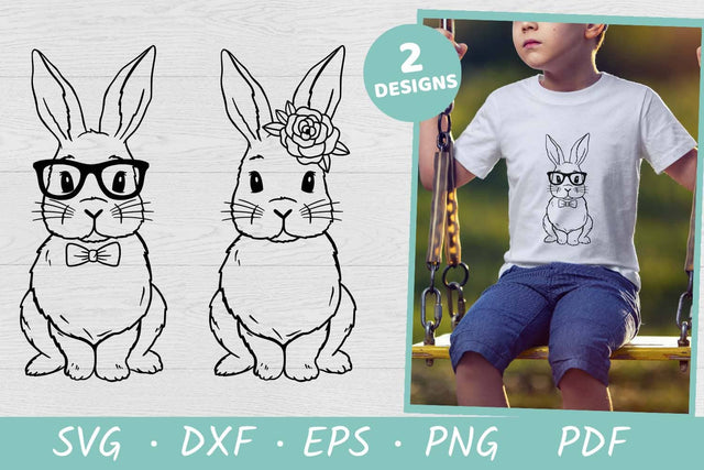 Easter Bunny SVG Cut Files | Bunny Girl Bunny Boy | Hand Draw SVG Irina Ostapenko 