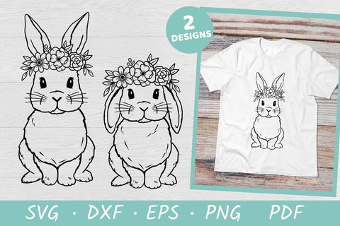 Easter Bunny SVG Cut Files | Bunny with Flower Crown SVG Irina Ostapenko 