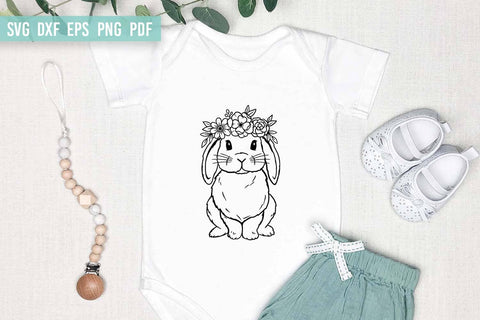 Easter Bunny SVG Cut Files | Bunny with Flower Crown SVG Irina Ostapenko 