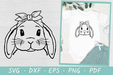 Easter Bunny SVG Cut Files | Lop Bunny with bandana SVG Irina Ostapenko 