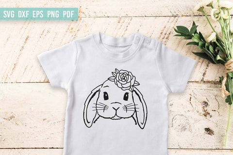 Easter Bunny SVG Cut Files | Lop Bunny with Flower SVG Irina Ostapenko 
