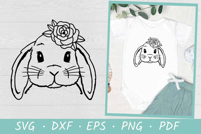 Easter Bunny SVG Cut Files | Lop Bunny with Flower SVG Irina Ostapenko 