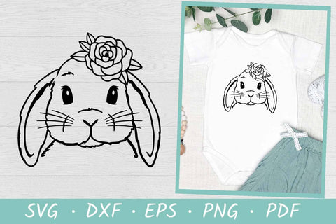 Easter Bunny SVG Cut Files | Lop Bunny with Flower SVG Irina Ostapenko 