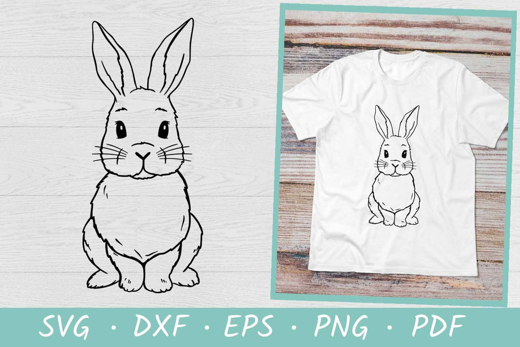Easter Bunny SVG | Cute Rabbit Cut File | Hand Drawn - So Fontsy