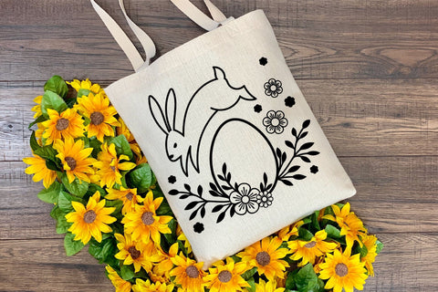 Easter Bunny SVG, Easter Design with Bunny and Flowers, Floral Easter PNG Design. SVG Elinorka 