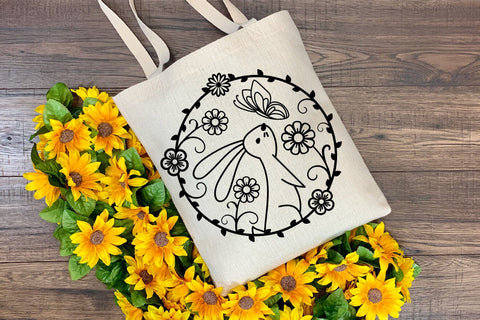 Easter Bunny SVG, Easter Design with Bunny and Flowers, Floral Easter PNG Design. SVG Elinorka 