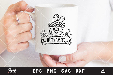 Easter bunny SVG, Easter Monogram Bunny face SVG, DXF, Cricut, Silhouette SVG ClipartMuchLove 