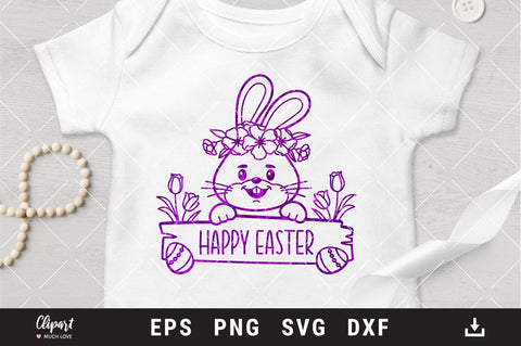 Easter bunny SVG, Easter Monogram Bunny face SVG, DXF, Cricut, Silhouette SVG ClipartMuchLove 