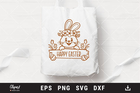 Easter bunny SVG, Easter Monogram Bunny face SVG, DXF, Cricut, Silhouette SVG ClipartMuchLove 
