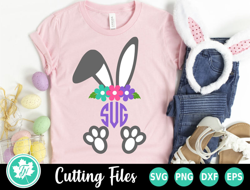 Easter Bunny SVG | Easter Monogram SVG | Bunny Monogram SVG - So Fontsy