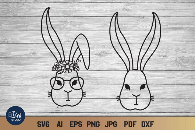 Easter Bunny SVG, Easter Rabbit with Flowers, Bunny SVG. SVG Elinorka 