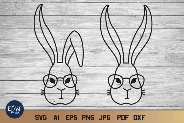 Easter Bunny SVG, Easter Rabbit with Glasses, Bunny SVG. SVG Elinorka 