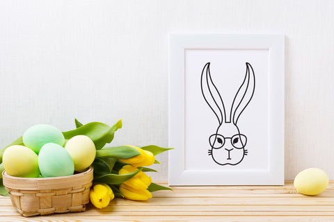 Easter Bunny SVG, Easter Rabbit with Glasses, Bunny SVG. SVG Elinorka 