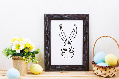 Easter Bunny SVG, Easter Rabbit with Glasses, Bunny SVG. SVG Elinorka 