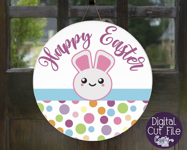Easter Bunny SVG, Easter Round Sign, Happy Easter, Farmhouse SVG Crafty Mama Studios 