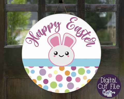 Easter Bunny SVG, Easter Round Sign, Happy Easter, Farmhouse SVG Crafty Mama Studios 
