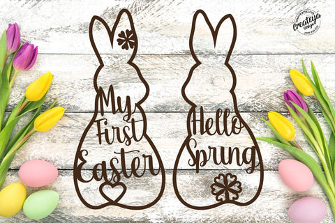 Easter bunny svg. My first easter. Easter Glowforge. Hallo spring svg SVG Createya Design 