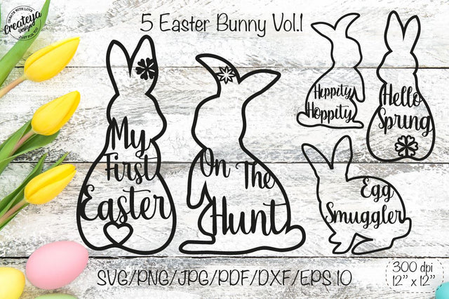 Easter bunny svg. My first easter. Easter Glowforge. Hallo spring svg SVG Createya Design 