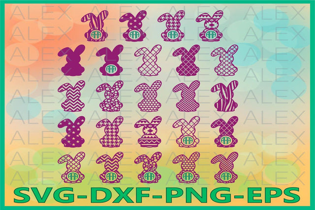 Easter Bunny svg, Rabbits Monogram SVG AlexSVGStudio 